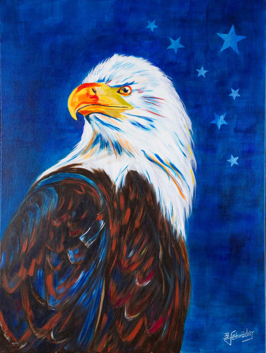 Adler, Weißkopfseeadler, American Eagle, modernes Acrylbild auf Keilrahmen 80cm x 60cm, signiertes Originalbild