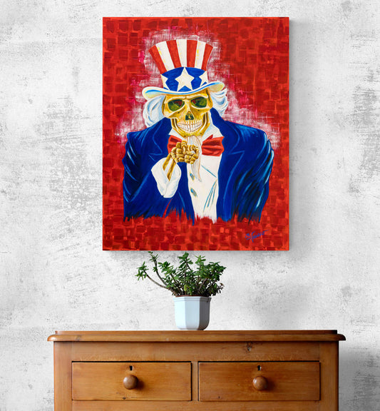 Uncle Sam Dead Tod Acrylgemälde, Wandbild, I want you! 80x100cm, signiert