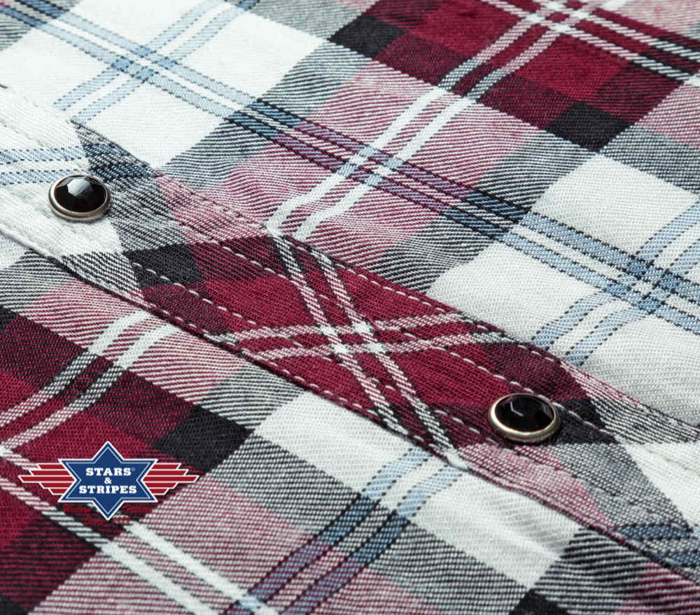 Damenbluse, Westernbluse Karobluse Pasadena mit Stickerei