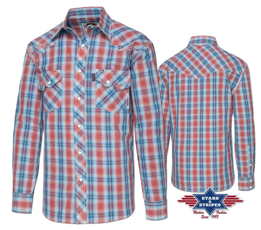 Westernhemd Herrenhemd -Lorenzo- kariert, Ziernähte Druckknöpfe Größe 3XL