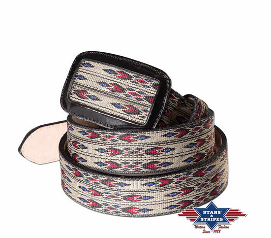 Western Gürtel aus robusten Rindsleder mit Indianer Motiven