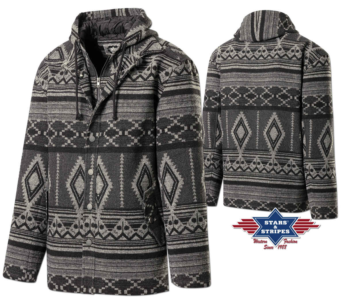 Herrenjacke, Winterjacke, warme Jacke im Azteken-Design, Gr.XL