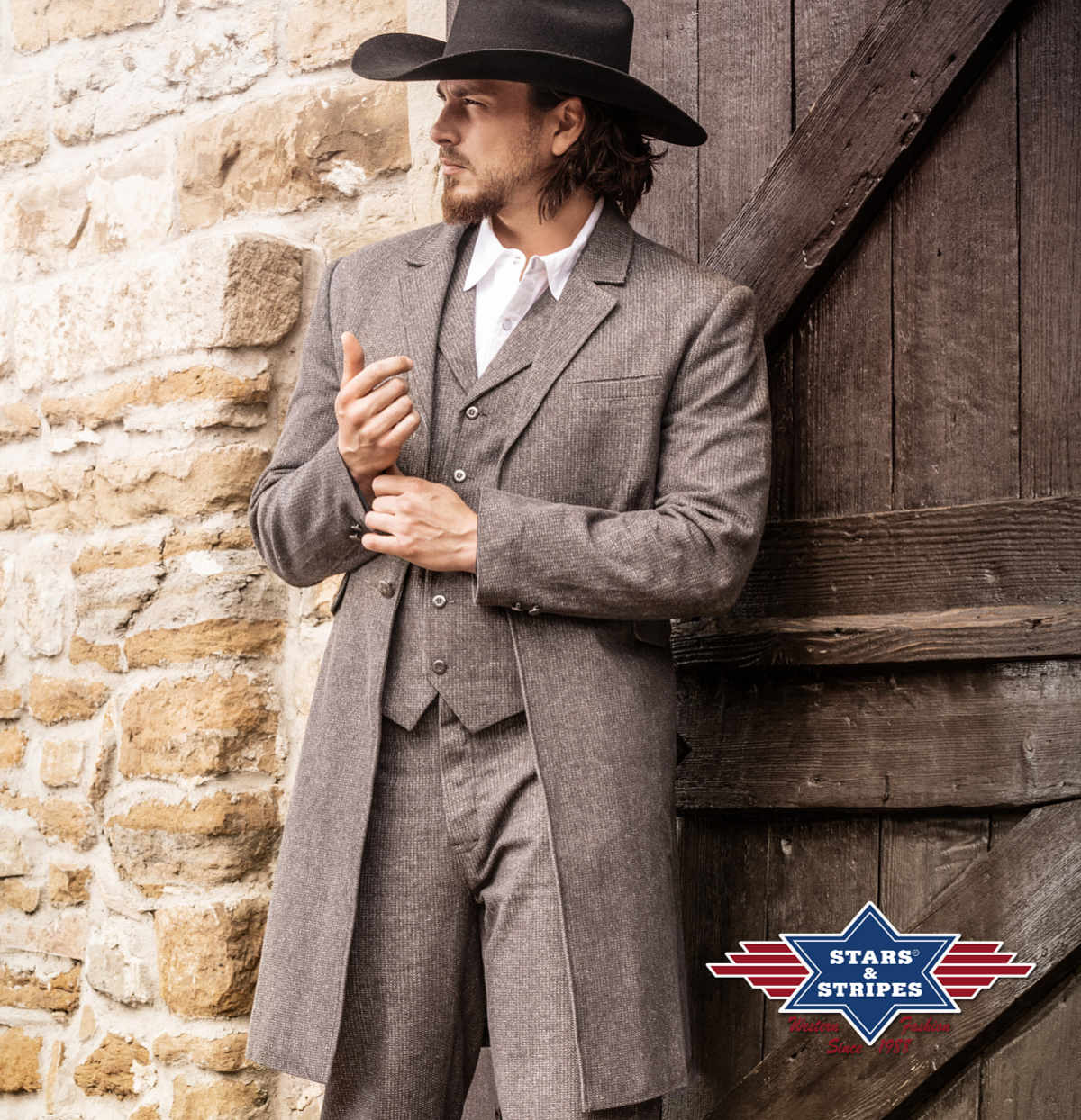 Authentischer Western-Gehrock, Sakko, grau