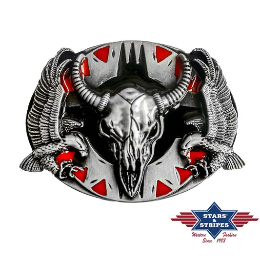 Gürtelschnalle, Buckle Motiv Stierkopf + Adler