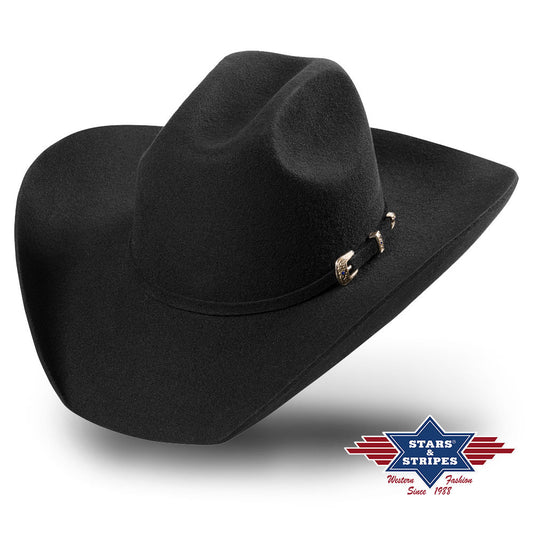 Westernhut Wollfilzhut -Wyoming- Hutband mit Schnalle, Farbe schwarz