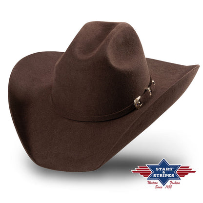 Westernhut Wollfilzhut Wyoming Hutband mit Schnalle, Farbe braun
