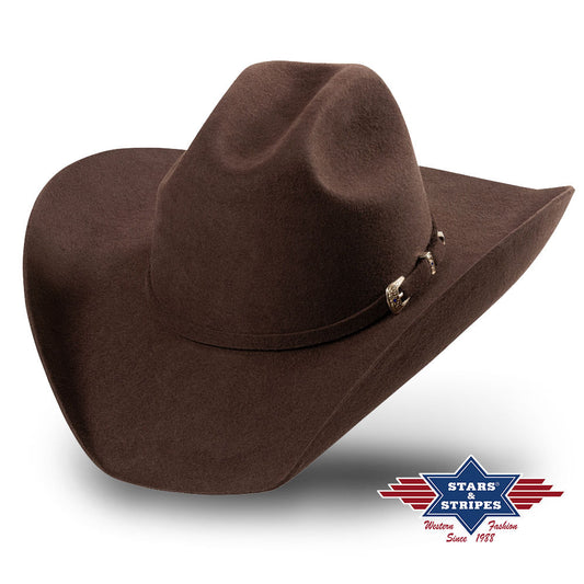 Westernhut Wollfilzhut Wyoming Hutband mit Schnalle, Farbe braun