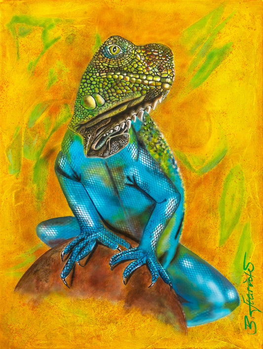 Acrylbild Echse, Airbrush, Leinwand 60x80, original handgemalt, signiert