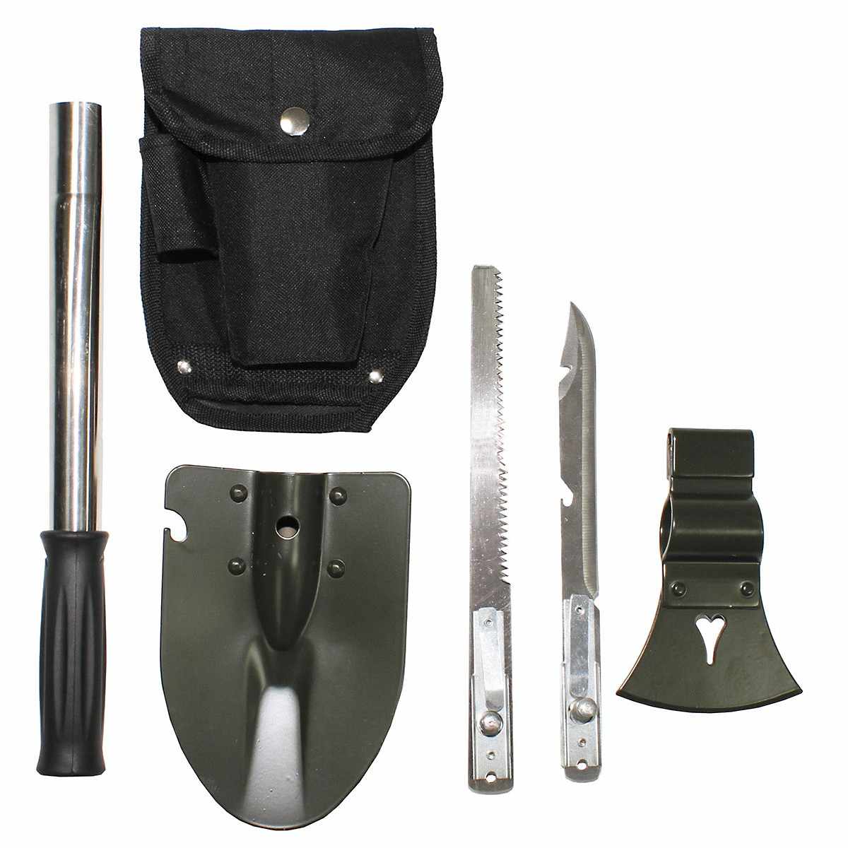 Multifunktionsset, 6 in 1, Beil, Spaten, Säge, Messer mit Flaschenöffner