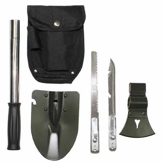 Multifunktionsset, 6 in 1, Beil, Spaten, Säge, Messer mit Flaschenöffner