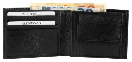Leonardo Verrelli Geschenkset mit Geldbörse und Schlüsselanhänger aus Leder, schwarz
