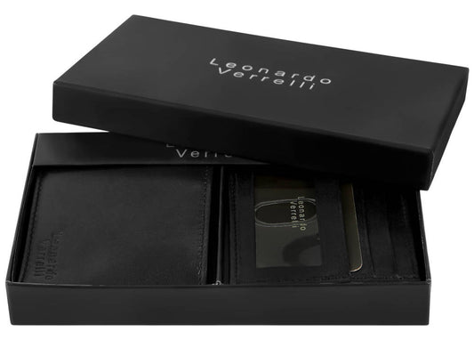 Leonardo Verrelli Geschenkset mit Geldbörse und Kreditkartenmäppchen, schwarz