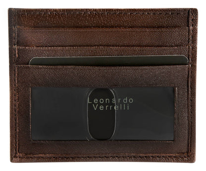 Leonardo Verrelli Geschenkset mit Geldbörse und Kreditkartenmäppchen, braun