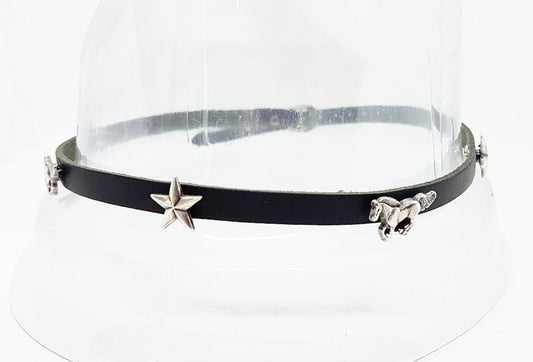 Lederhutband mit Pferd- und Stern-Conchos - Einzigartiger Style für Ihren Hut