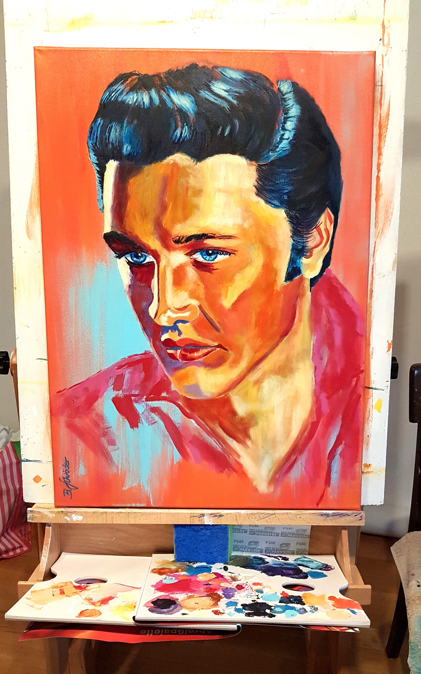 Elvis Presley Original Gemälde Acrylbild Portrait, 70x50cm