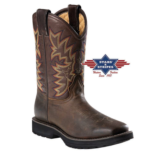 Stalltaugliche Western-Workerboots WB-63 mit Stahlkappe, braun
