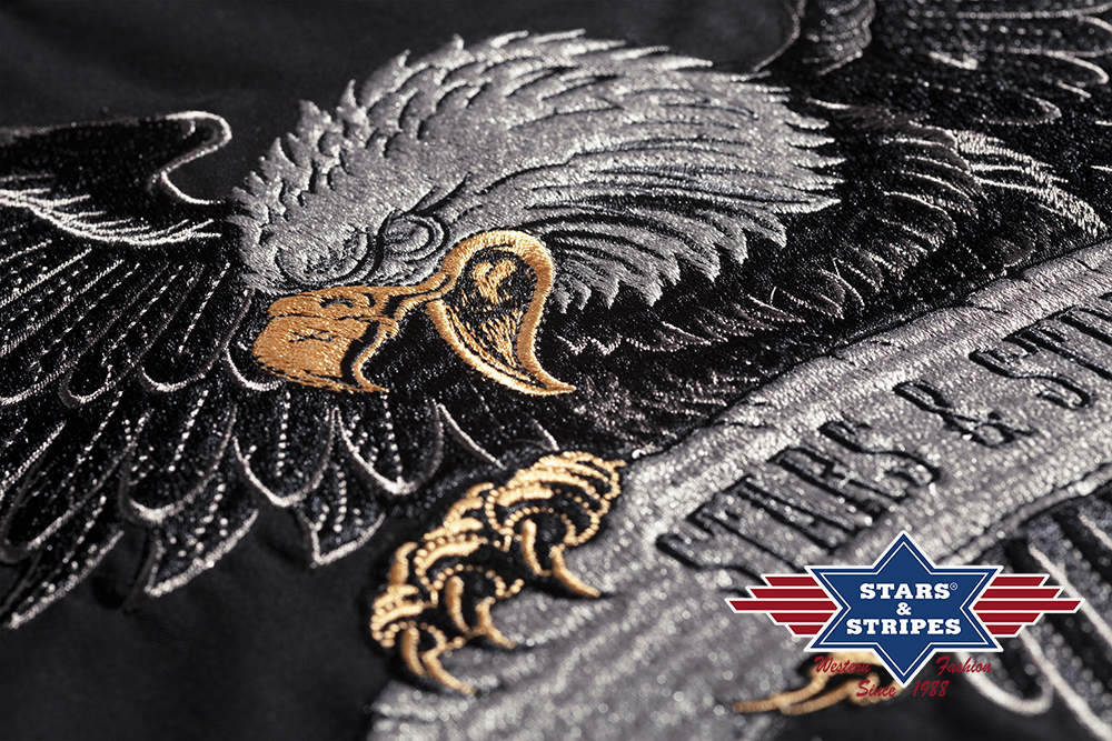 Exquisites schwarzes Westernhemd -Black Eagle- mit gesticktem Adler