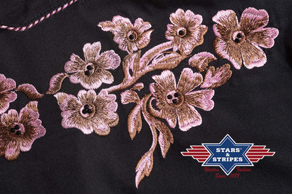 Edle Kurzarm-Westernbluse Leann mit aparter Stickerei