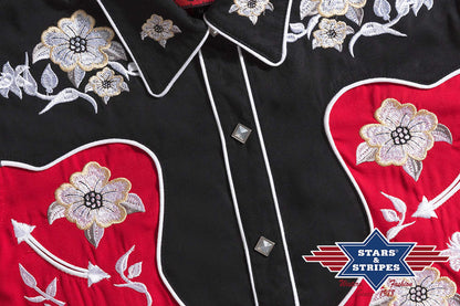Exquisite rote Westernbluse Lynn mit großartiger Stickerei