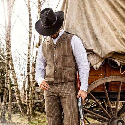 Old Style Weste, braun - gestreift