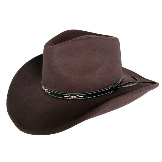 Filzhut, Westernhut mit Lederhutband, braun