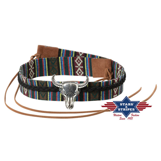 Gewebtes Hutband mit geflochtenem Band + Skull