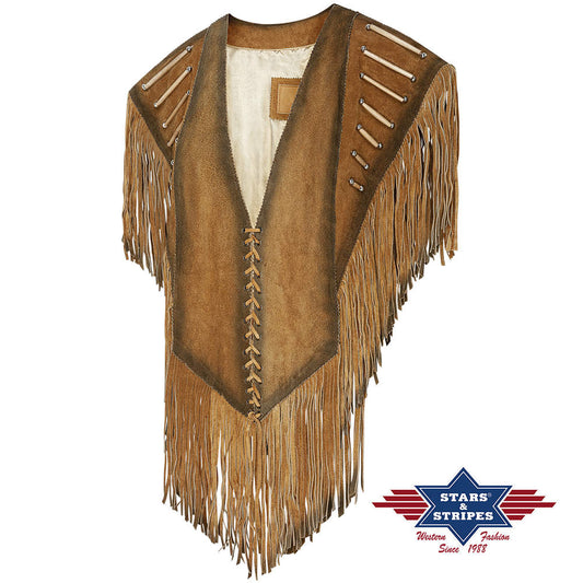 Fransenponcho aus weichem Rindsleder