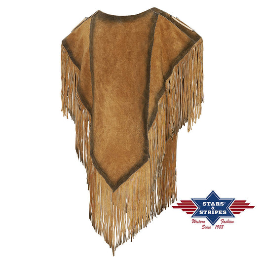 Fransenponcho aus weichem Rindsleder