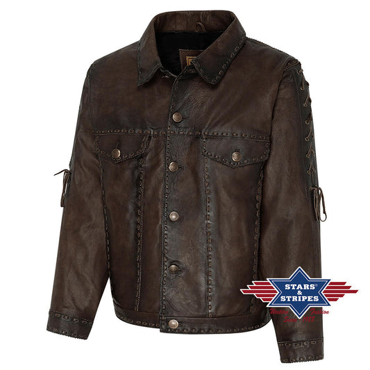 Western Lederjacke mit Flechtung/Schnürung