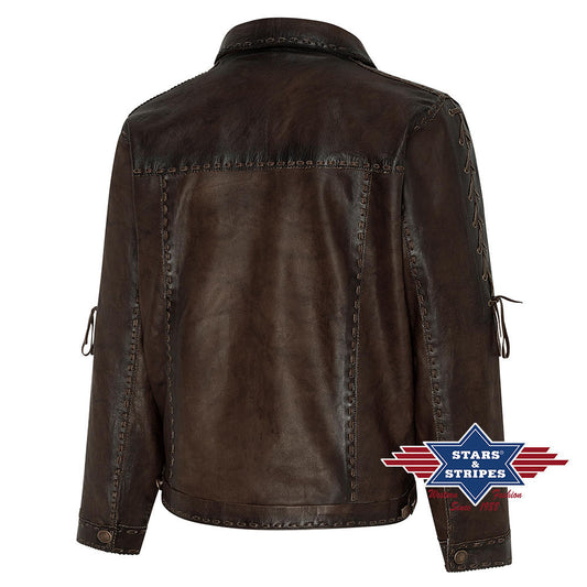 Western Lederjacke mit Flechtung/Schnürung