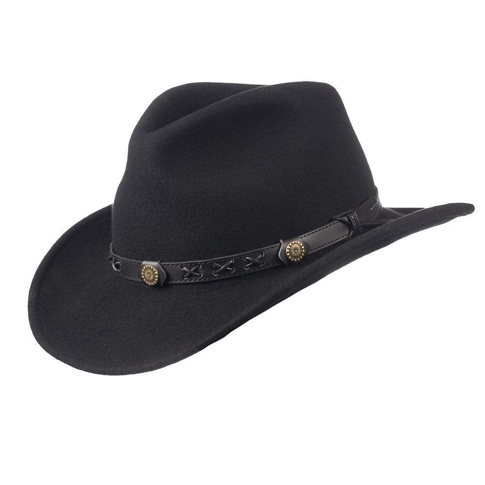 Filzhut, Westernhut -Mackay- von Scippis, schwarz, Lederhutband