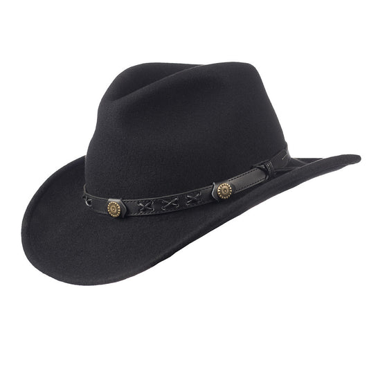 Filzhut, Westernhut -Mackay- von Scippis, schwarz, Lederhutband