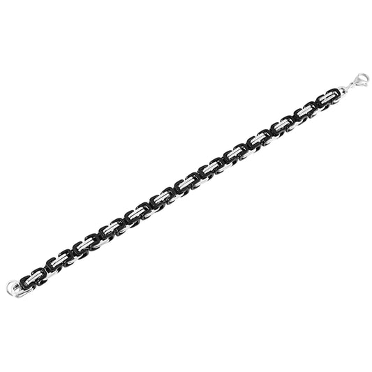 Akzent Königskettenarmband, Edelstahl, silberfarben/schwarz, 20cm / 5 mm