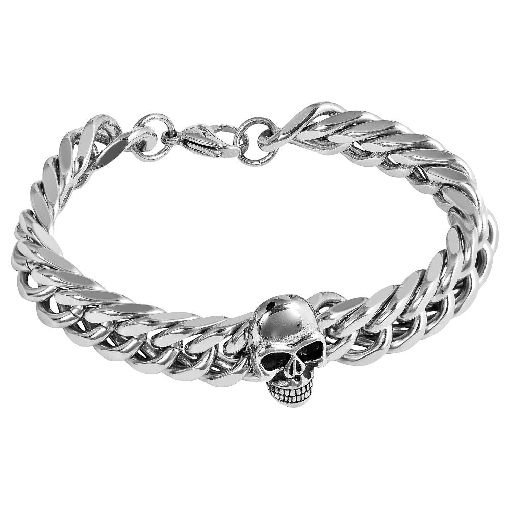 Akzent Panzerarmband, Edelstahl, Totenkopf