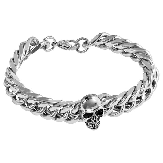 Akzent Panzerarmband, Edelstahl, Totenkopf