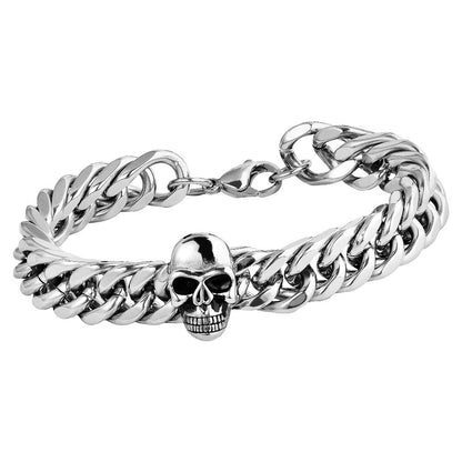 Akzent Panzerarmband, Edelstahl, Totenkopf