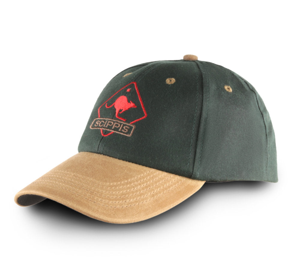 Scippis Oilskin Cap Farbe tan/bottlegreen