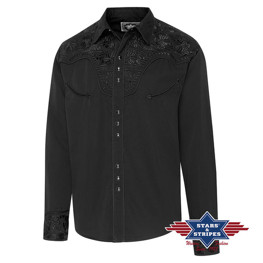 Elegantes Schwarzes Westernhemd mit Stickerei - Brody