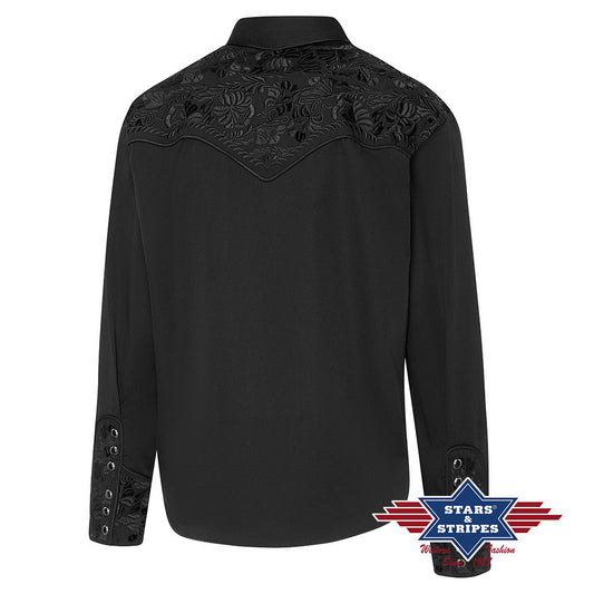 Elegantes Schwarzes Westernhemd mit Stickerei - Brody