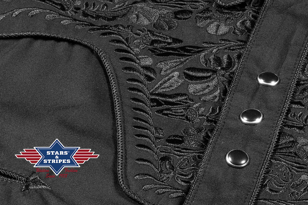 Elegantes Schwarzes Westernhemd mit Stickerei - Brody