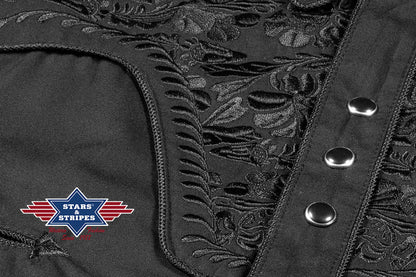 Elegantes Schwarzes Westernhemd mit Stickerei - Brody