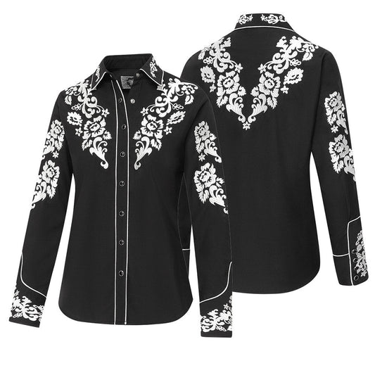 Lilith Exklusive Schwarze Westernbluse