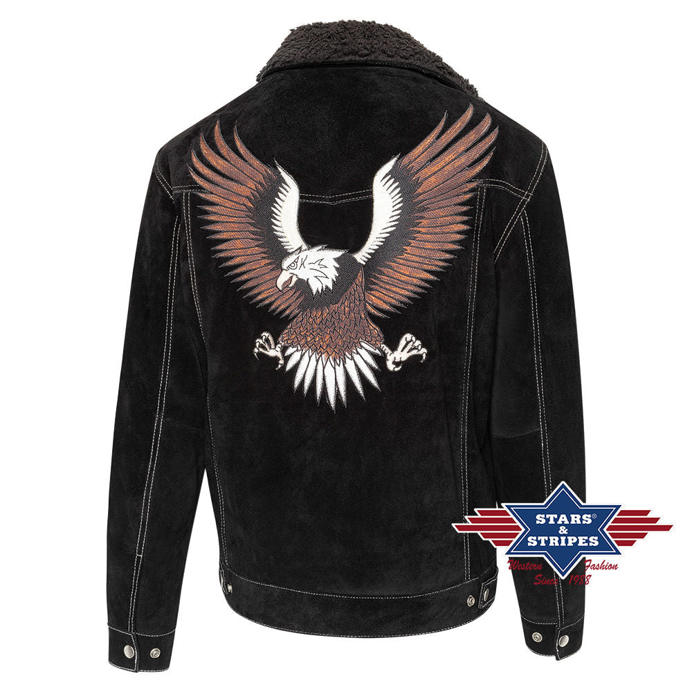 Gemütliche Wildleder Westernjacke Model -Decker- schwarz
