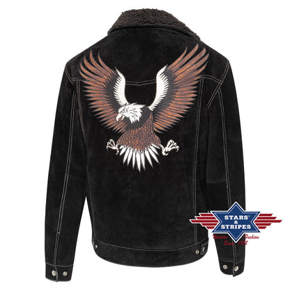 Gemütliche Wildleder Westernjacke Model -Decker- schwarz