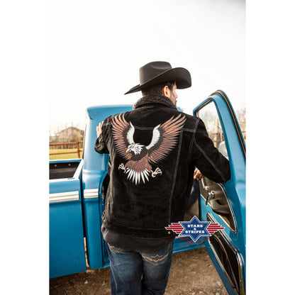 Gemütliche Wildleder Westernjacke Model -Decker- schwarz