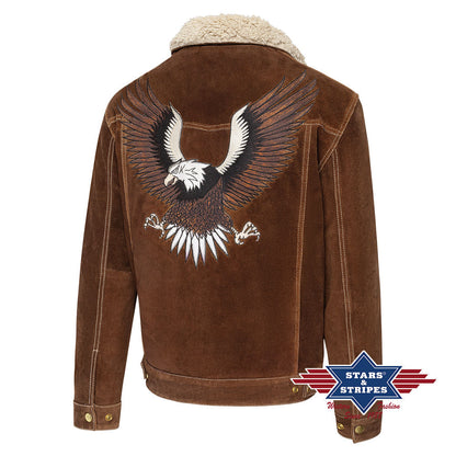 Gemütliche Wildleder Westernjacke Model -Decker- braun
