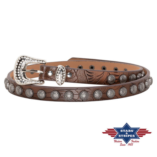 Dekoratives braunes Hutband mit kleinen Conchos.