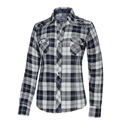 Damenbluse, Westernbluse - Pasadena Blue - mit Stickerei
