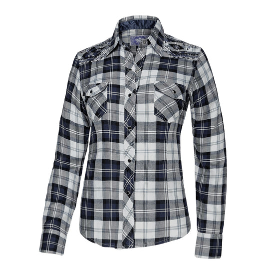 Damenbluse, Westernbluse - Pasadena Blue - mit Stickerei
