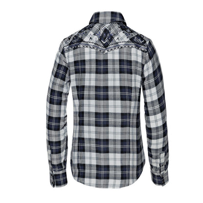 Damenbluse, Westernbluse - Pasadena Blue - mit Stickerei